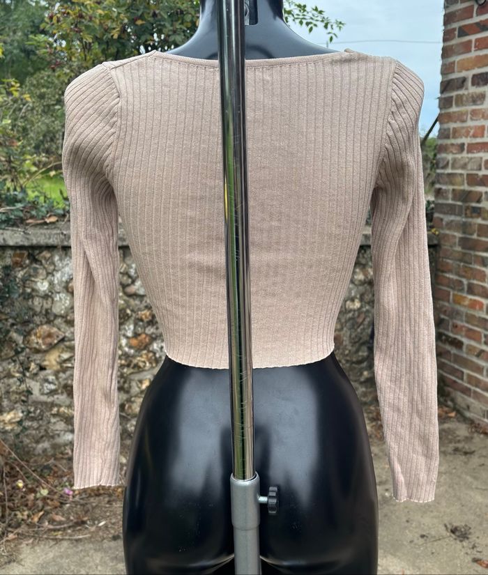 🤍 Top beige à manches longues avec anneau central – Vince Otto – Taille 40/42 (L/XL) - photo numéro 3