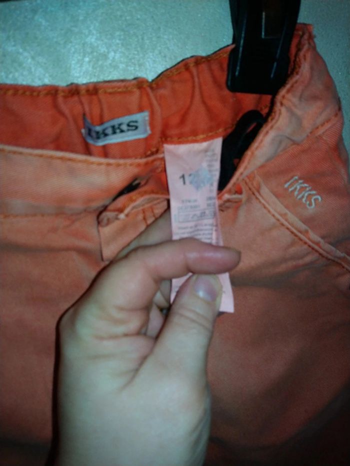 Superbe jeans orange bicolore ikks taille 12 mois - photo numéro 6