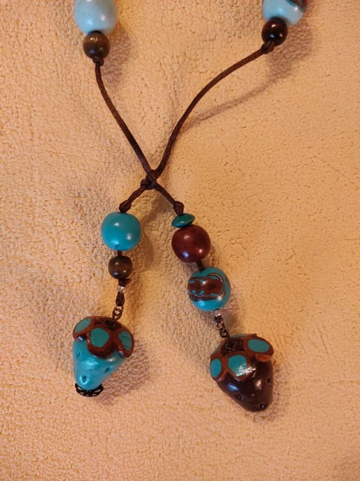 Collier bleu/marron - photo numéro 2