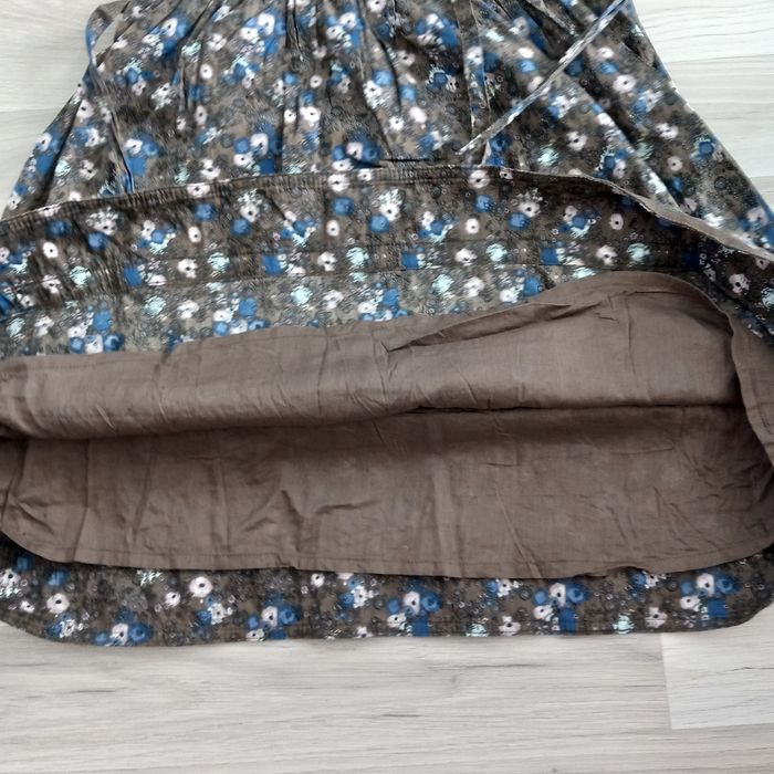Robe à bretelles marron imprimée à fleurs jupe évasée Creeks taille 38 - photo numéro 5