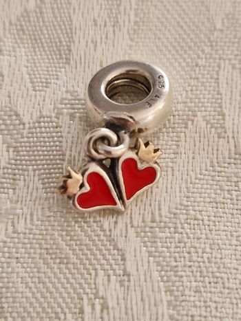 Perle charms 2 cœurs avec couronne  Pandora