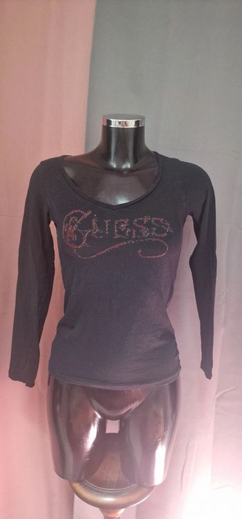 Tee shirt manche longue noir col rond