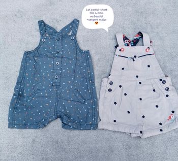 Ensemble fille 6 mois de combi-short 1 sergent major+1 verbaudet