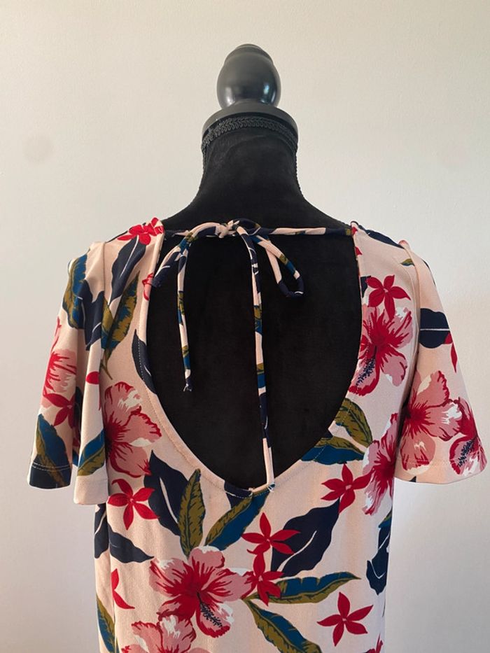 Robe d'été Mango rose à fleurs marine taille XS - photo numéro 10