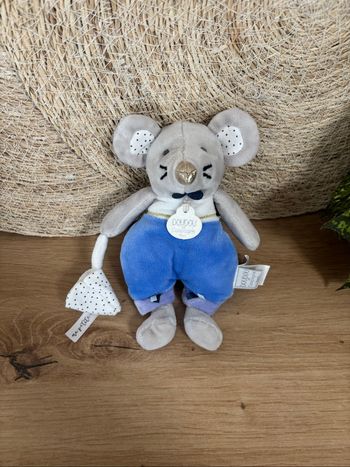 Doudou souris bleu gris ma petite dent doudou et compagnie