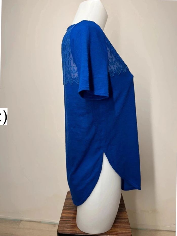 T-shirt The Kooples taille L bleu avec dentelle - photo numéro 4