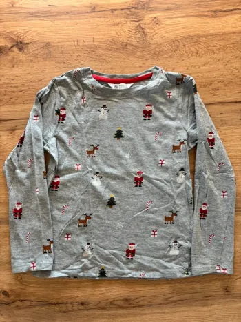 T-shirt de Noël garçon H&M 6 8 ans gris
