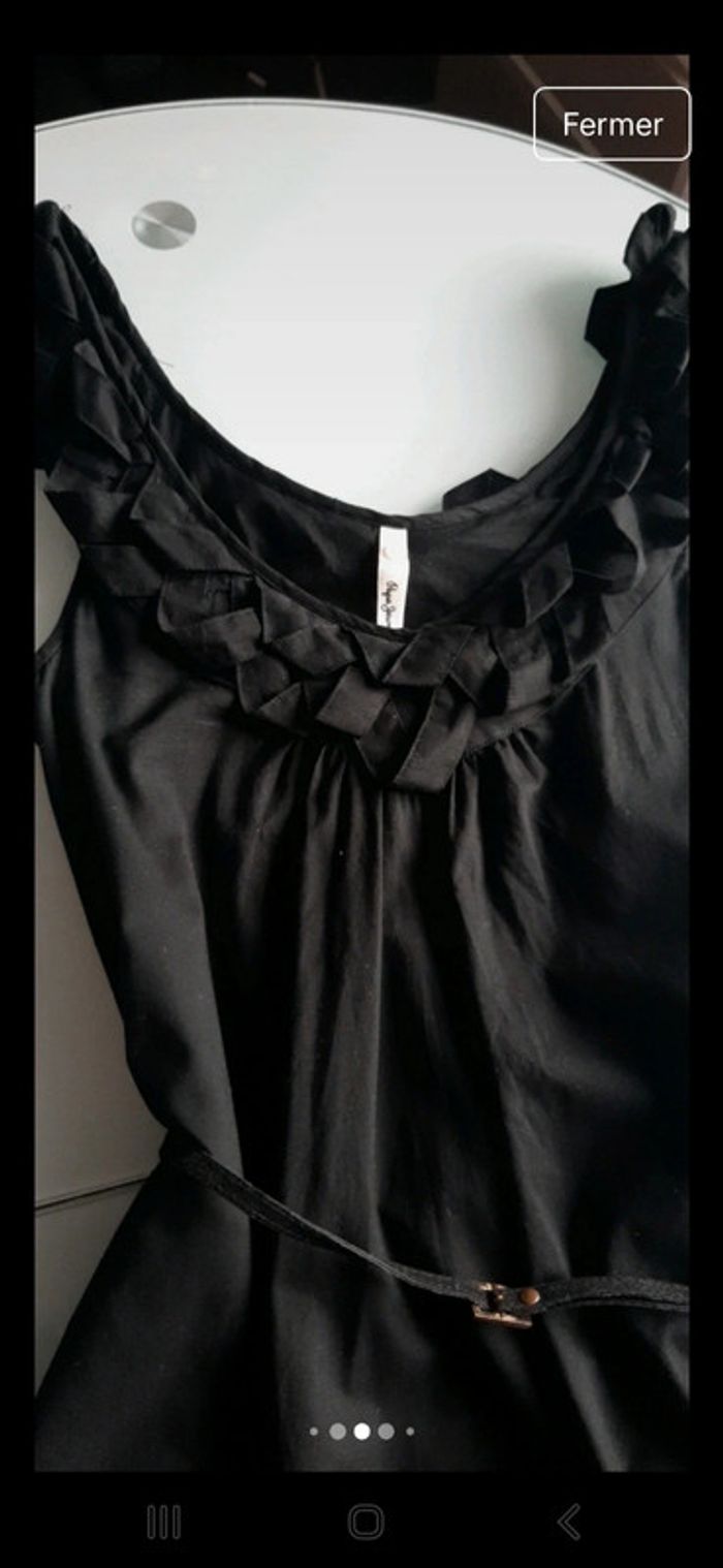 Robe noire Pepe Jeans XS-Détail tressé et ceinture