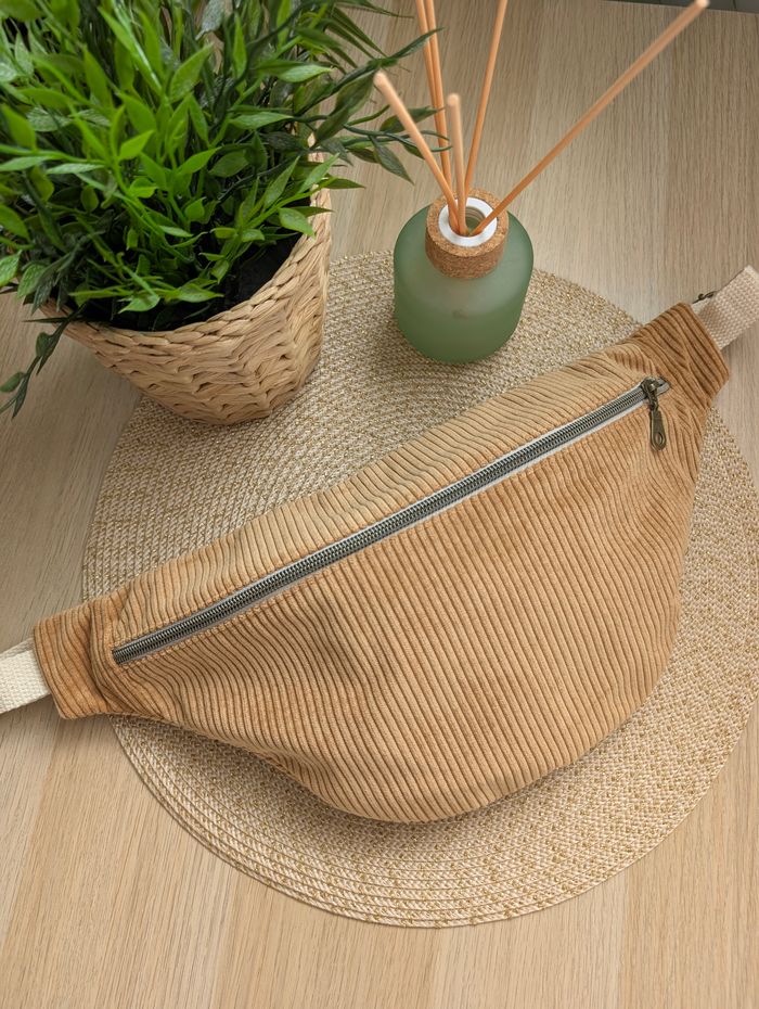 Sac banane femme velours cotelé camel - photo numéro 4