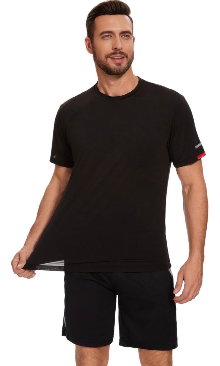 Lot 3 Tee-shirt homme sport finesse bleu kaki noir - photo numéro 4