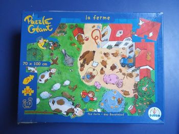 Boîte puzzle géant très grands morceaux thème animaux,la  ferme ,  djeco, 2,5 ans, 37 pièces, idée  cadeau de Noël