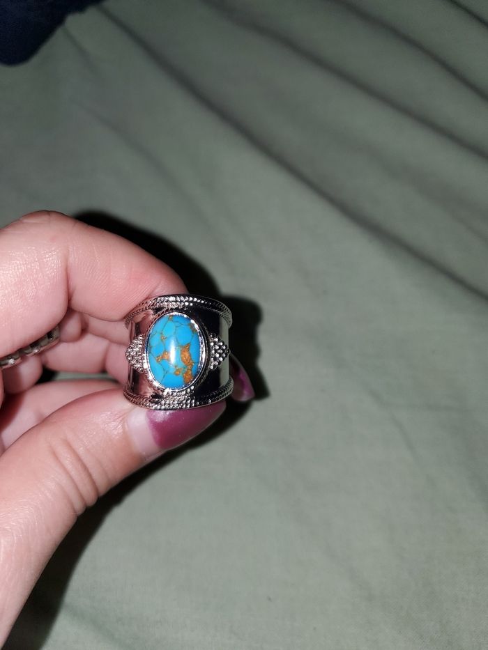 Bague large en turquoise - photo numéro 2