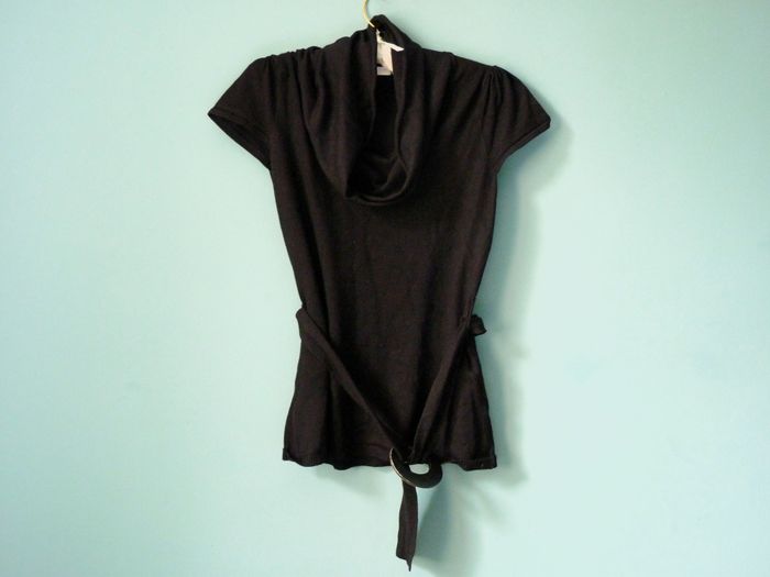 Pull Tunique ceinture femme 36 S Promod TBE noir manches courtes