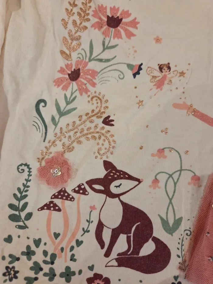 T shirt manches longues fée animaux - photo numéro 3
