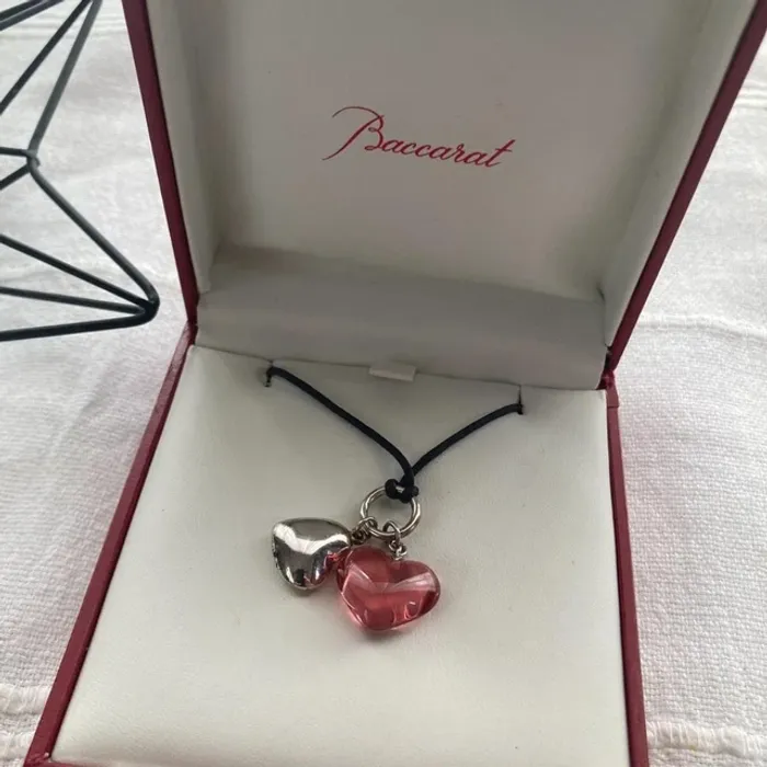 Collier pendentif cœur de baccarat cristal rose bijoux élégants accessoires D570 - photo numéro 4