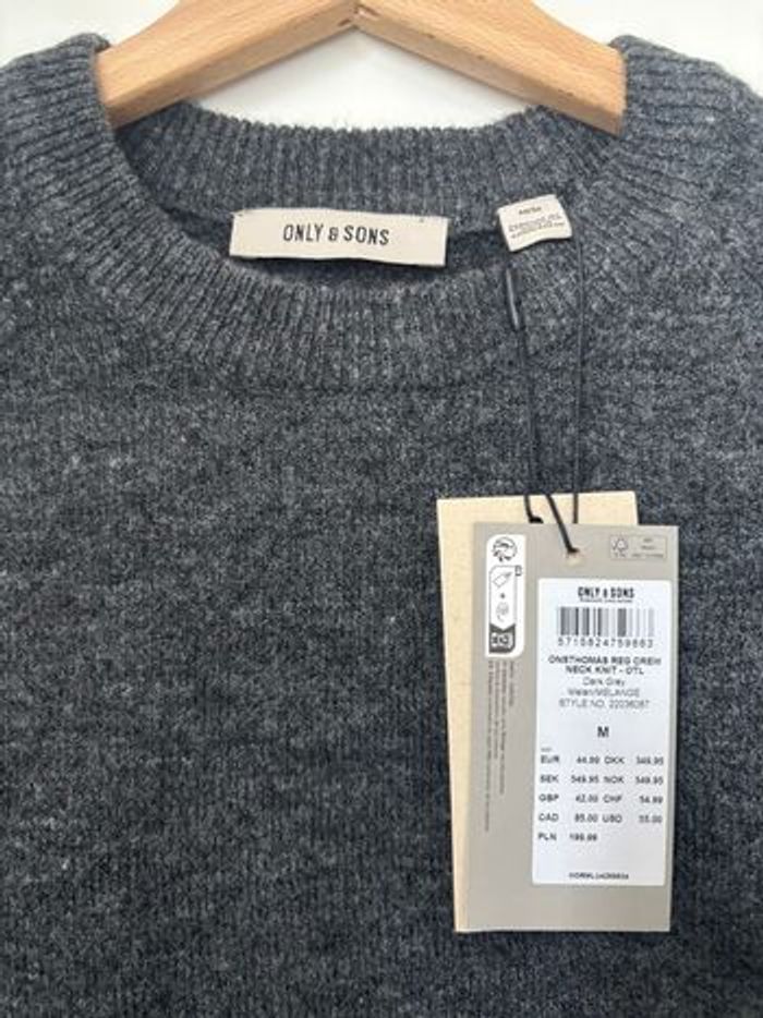 Pull ras de cou gris foncé en maille homme only & sons neuf avec étiquette- taille M - photo numéro 3