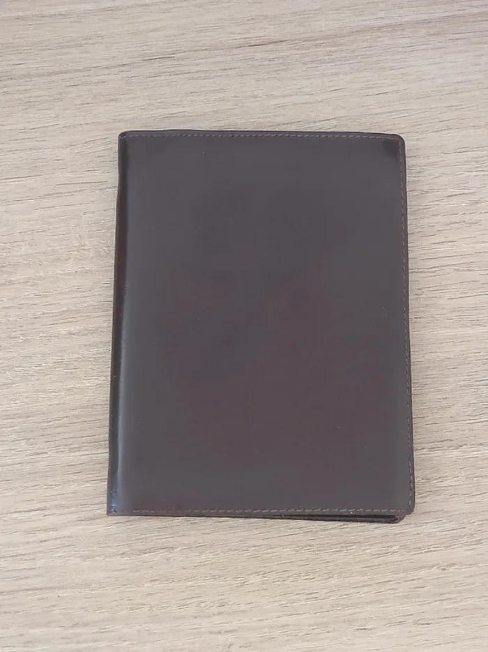 Étui cuir marron porte-cartes vintage - 14×10cm
