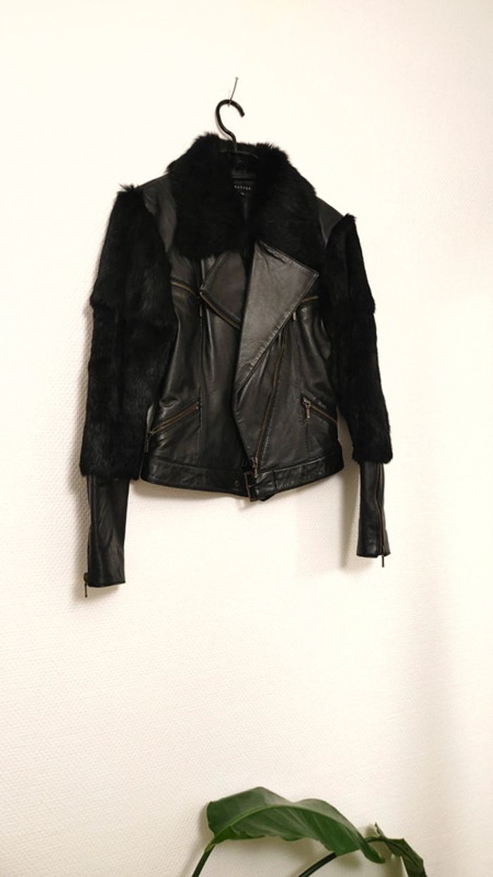 Magnifique veste en cuir type perfecto veste de motard taille S zip - photo numéro 4