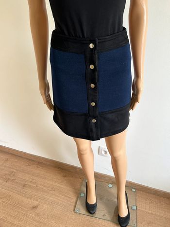 Jupe bleue marine et noire avec boutons pressions Morgan taille 34 TBE