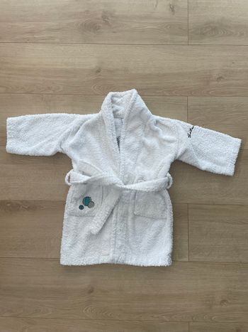Peignoir Carré blanc ourson 2 ans