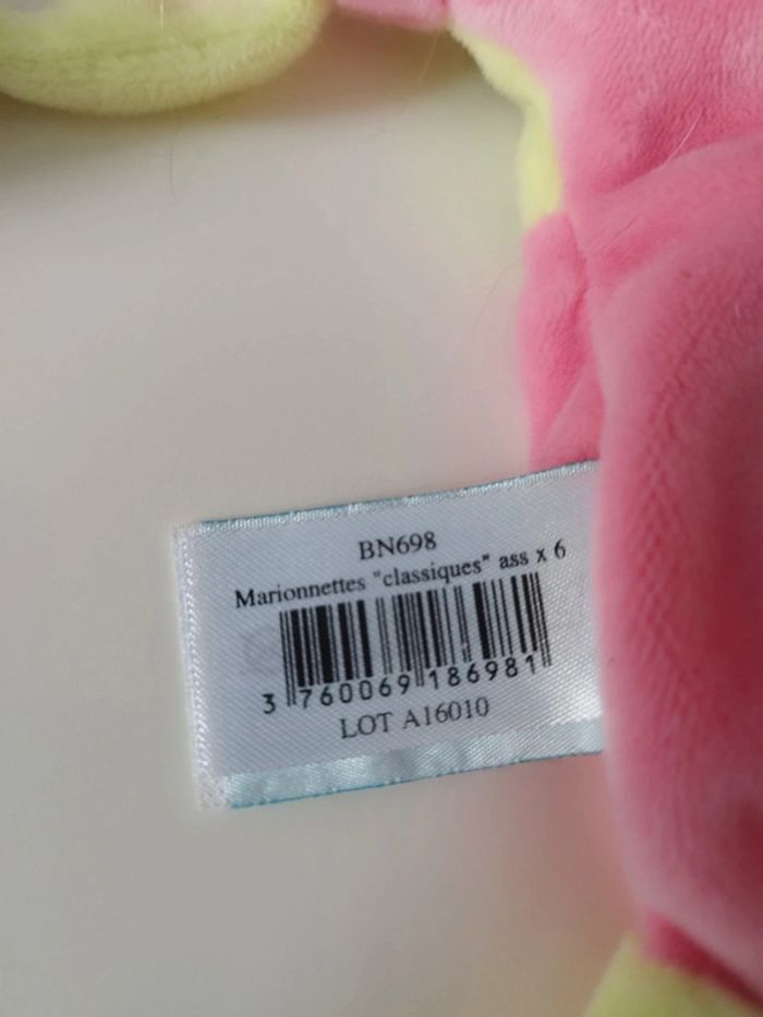 Doudou marionnette lapin rose Baby Nat - photo numéro 5