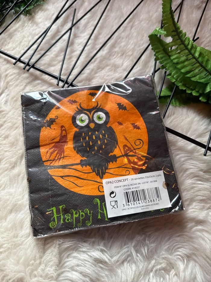 Lot de 20 serviettes chouette Halloween - NEUF - photo numéro 2