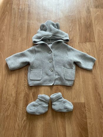 Ensemble gilet + chaussons mixte 0/3 M