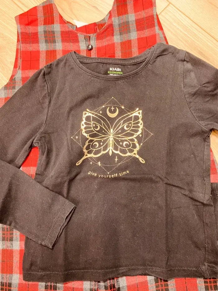 Taille 6 ans tenue 3p fille kiabi rouge et noire * carreaux * 🩷 - photo numéro 7