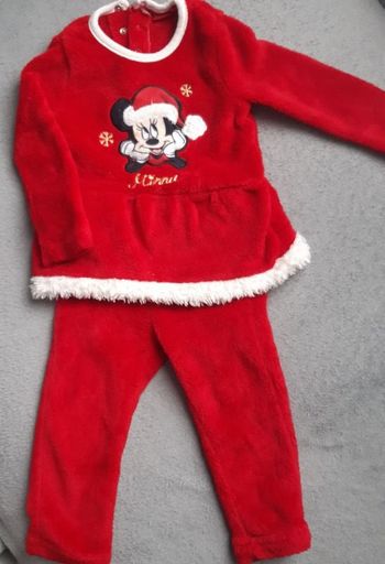 Ensemble pyjama 2 pièces Minnie Noël ÷ bonnet Noël assorti