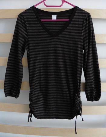 T-shirt marron rayé à fronces. Camaieu. Taille 38