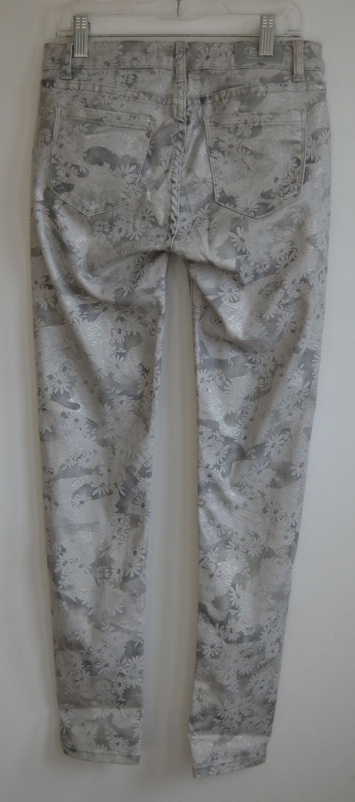 Pantalon slim gris fleuri Toxik3 taille 36 – motif floral argenté - photo numéro 4