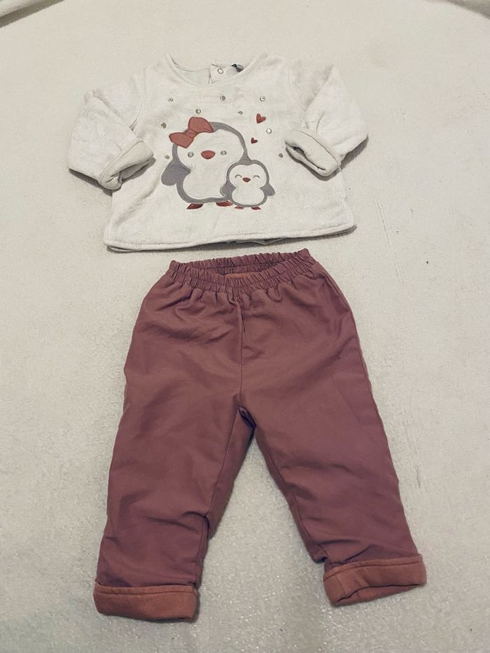 Pyjama 2 pièces 9 mois – Hiver • Pingouins trop mignons • Très bon état