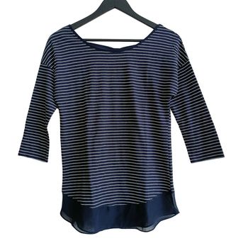 T shirt raye bleu marine et blanc. Camaieu. Taille S / 38