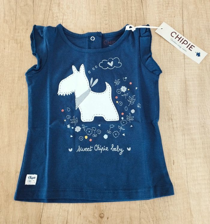 T-shirt manches courtes fille bleu marine taille 18 mois Chipie