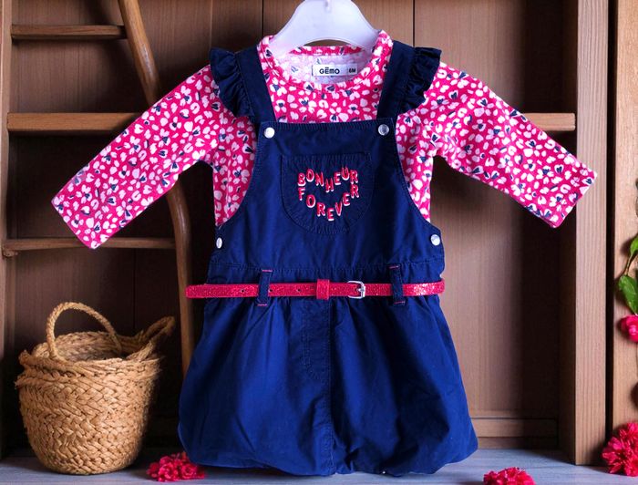 GÉMO - ENSEMBLE 5P BÉBÉ FILLE IMPRIMÉ LIBERTY, COEUR, VOLANTS & PAILLETÉ 6M - photo numéro 4