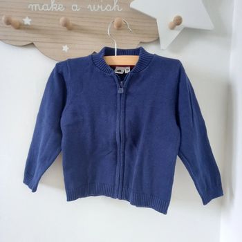 Gilet bleu zip Grain de blé 18M 80cm