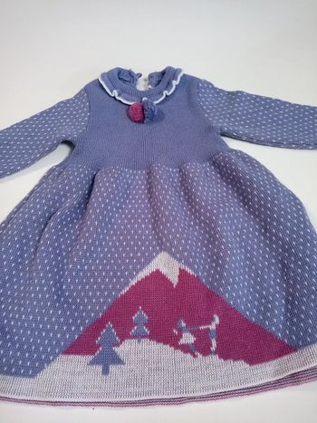 Robe hiver 6 mois tricotée mauve rose blanc