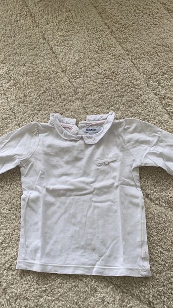 T shirt blanc manches longues okaidi 2 ans