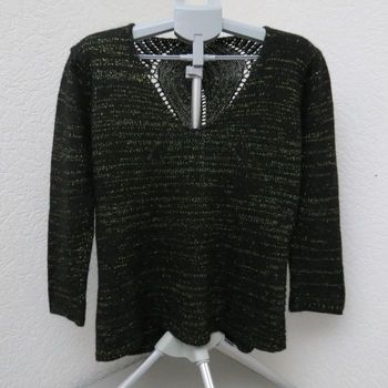 ✨ Pull ajouré noir & doré – Made in Italy – mélange mohair & laine ✨