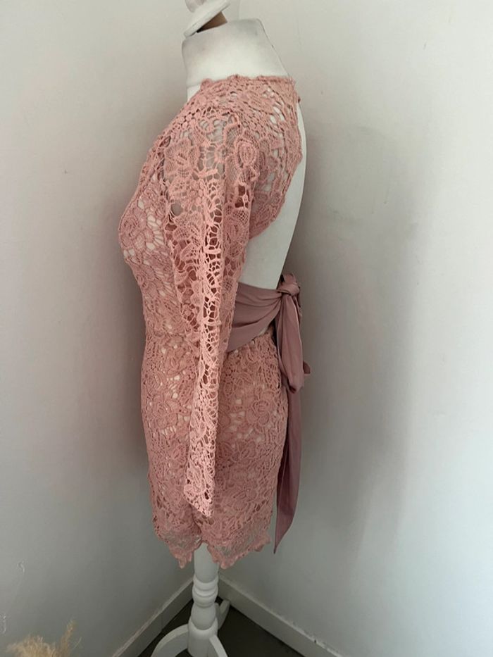 Robe de soirée rose et dentelle S - photo numéro 4