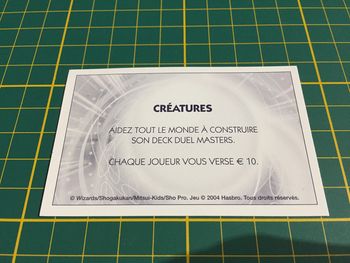 Carte créatures Chaque joueur vous verse 10 euros Monopoly Duel Masters Hasbro Parker Wizards #A64