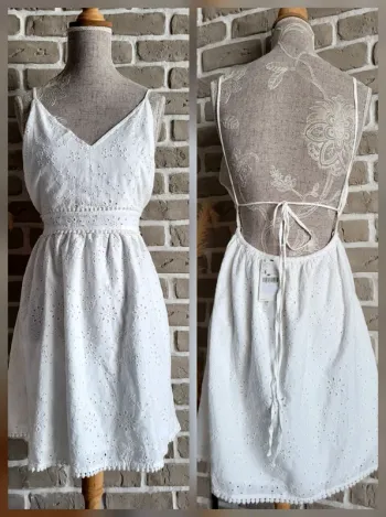 Robe romantique broderies anglaises et magnifique dos nu Pimkie - Neuve avec étiquette