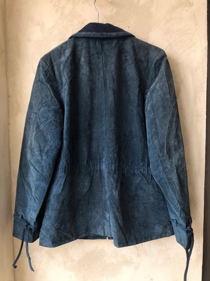 Veste en daim marine vintage L - photo numéro 3