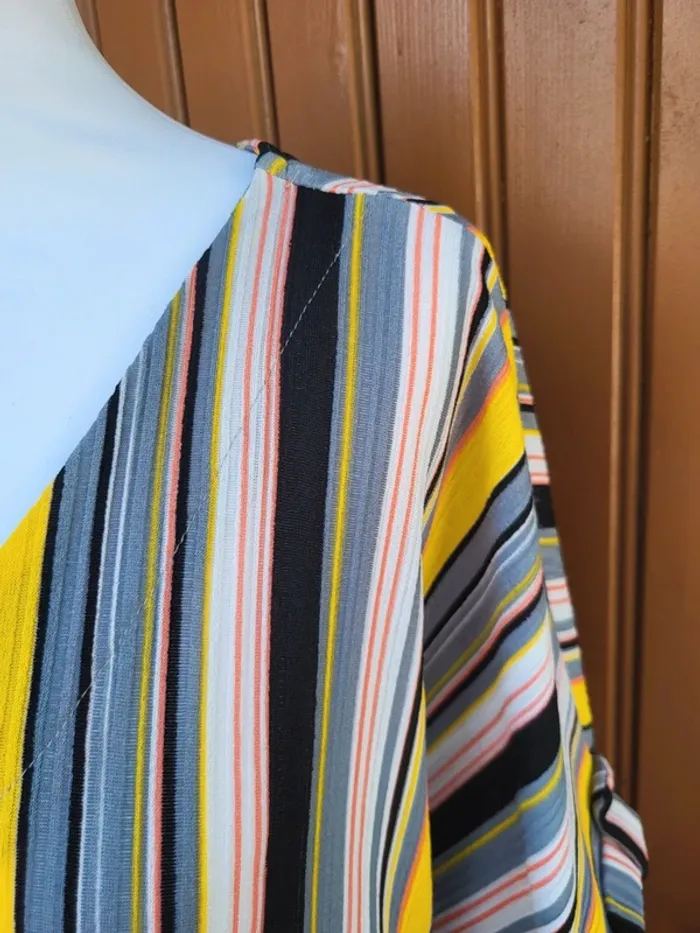 Robe fluide côtelé rayures multicolore vetistyle taille 54 - photo numéro 3