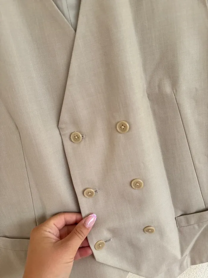 Gilet de costume beige crème Brice taille S - photo numéro 2