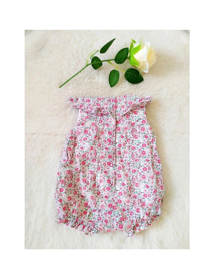 Combishort barboteuse été imprimé petites fleurs liberty bébé fille 1 mois = 53 cm - photo numéro 2