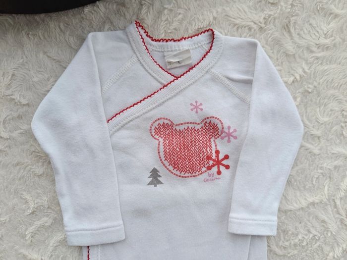 Lot de 2 bodies croisés manches longues Fille 3 mois Minnie Noël Absorba 100% coton - photo numéro 9