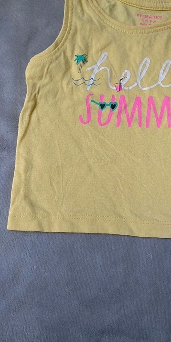 Tee shirt sans manche Fille 6/9 mois "Hello summer" ananas Primark 100% coton - photo numéro 6