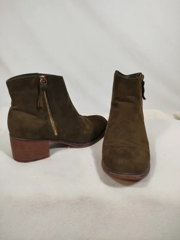 Bottines vertes kaki à talon In Extenso - photo numéro 2