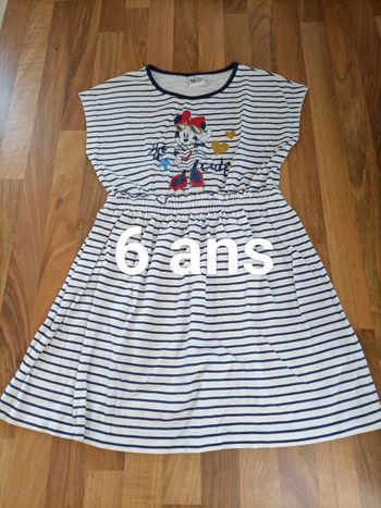 Robe marinière rayé blanc bleu Minnie 6 ans Disney